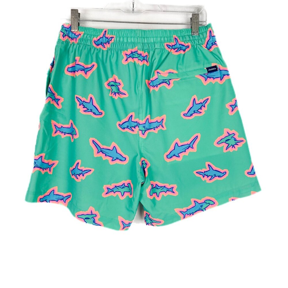 NWOT Chubbies Classic Swim Trunk 7" The Apex Swimmers Teal Sharks Size Large L - Picture 7 of 13